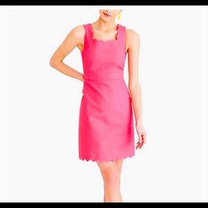 J. crew - Scalloped basketweave square-neck dress magenta size 4